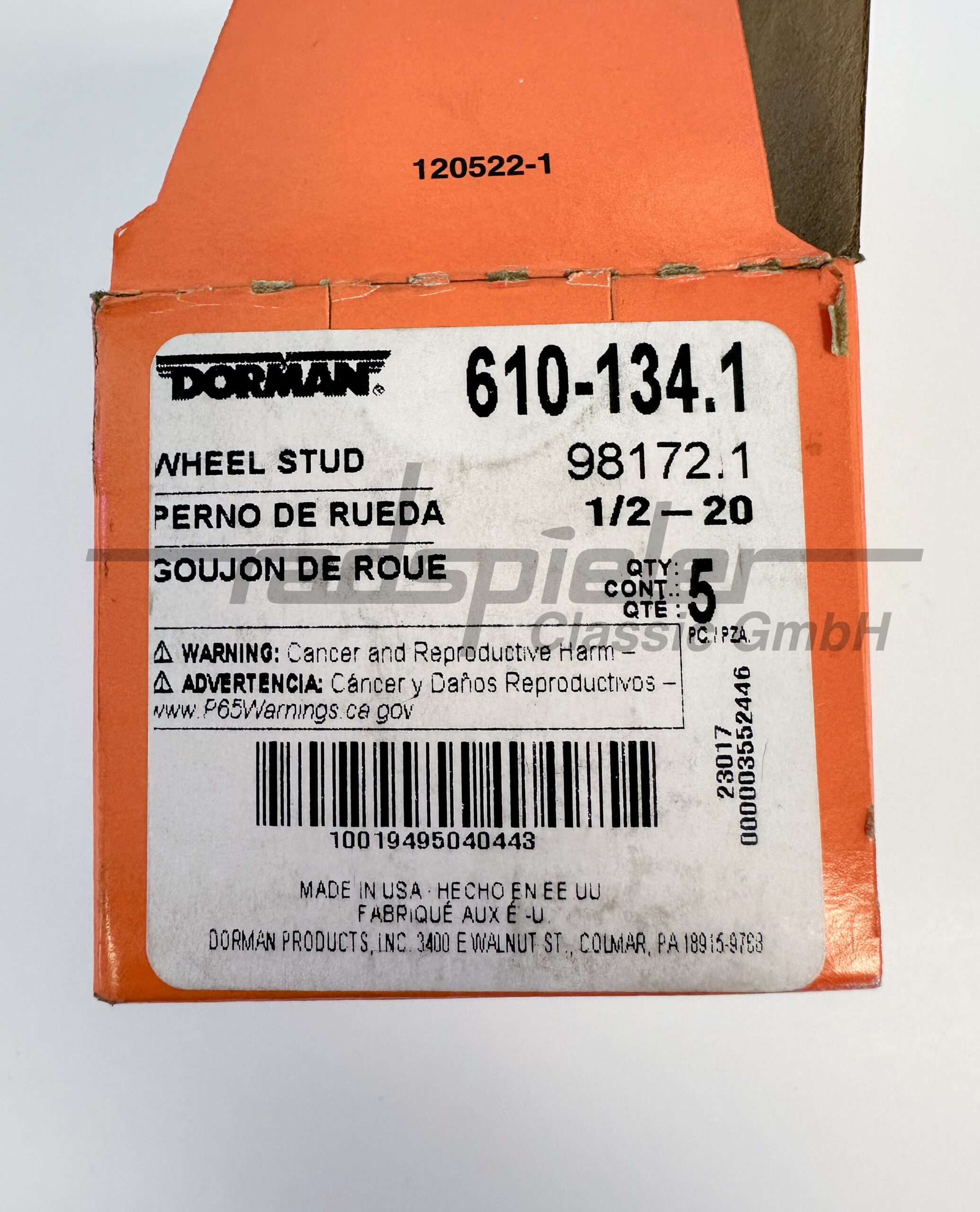 Dorman Radbolzen 610-134.1 – 1/2-20 Serrated Wheel Stud Mopar – Bild 2